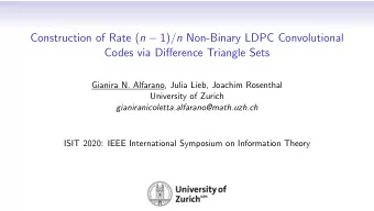 Construction of Rate ( n  1) / n Non-Binary LDPC Convolutional  Codes via Difference Triangle