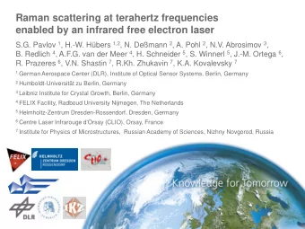 Raman scattering at terahertz frequencies  enabled by an infrared free electron laser S.G. Pavlov 1