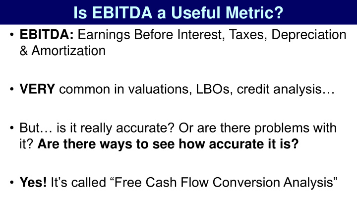 is ebitda a useful metric