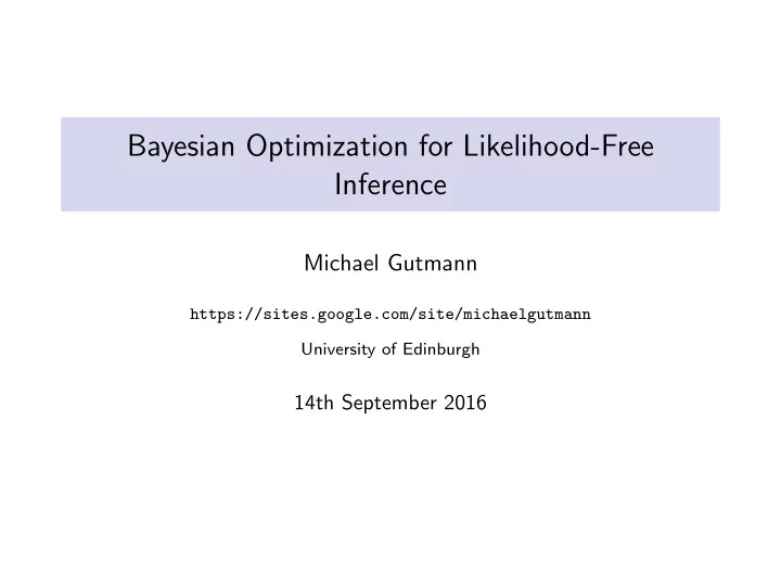 bayesian optimization for likelihood free inference