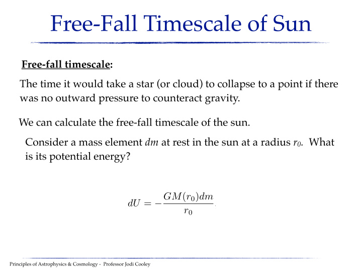 free fall timescale of sun