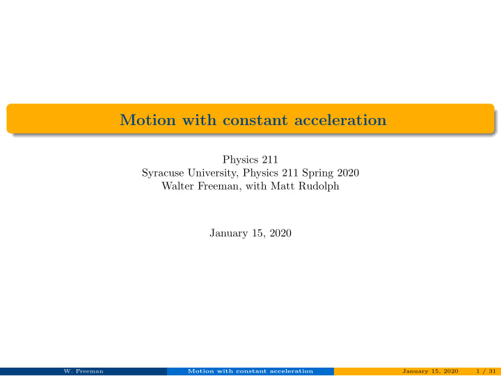 motion with constant acceleration