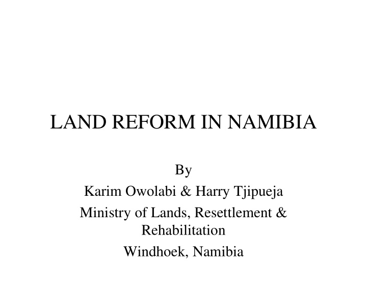 land reform in namibia