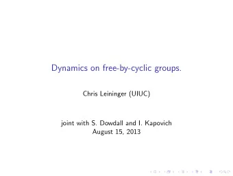 Dynamics on free-by-cyclic groups.  Chris Leininger (UIUC)  joint with S. Dowdall and I. Kapovich