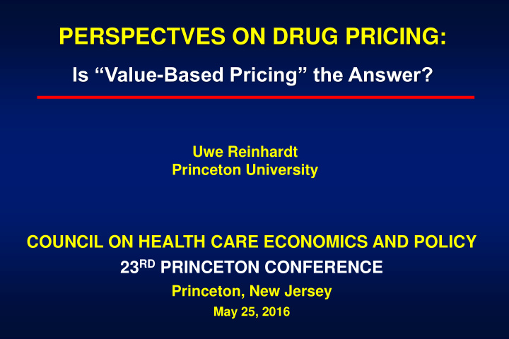 perspectves on drug pricing
