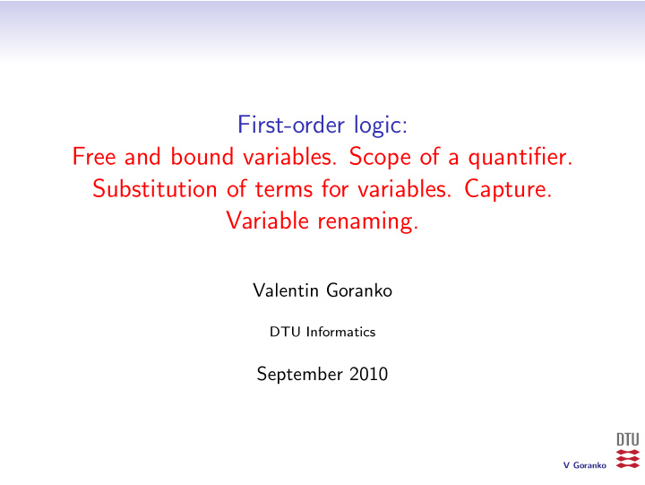 first order logic free and bound variables scope of a