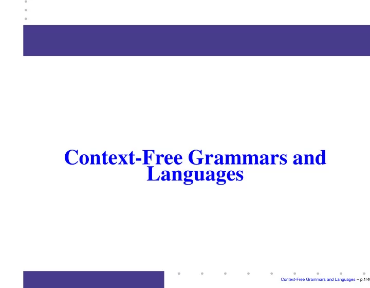 context free grammars and languages