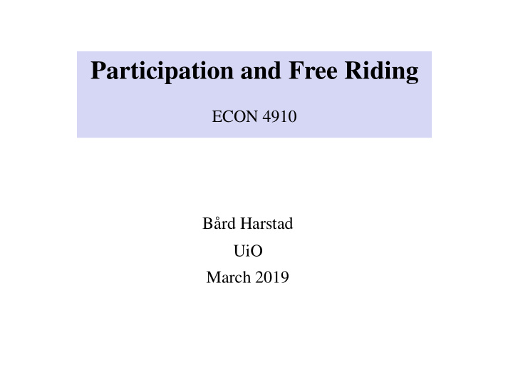 participation and free riding
