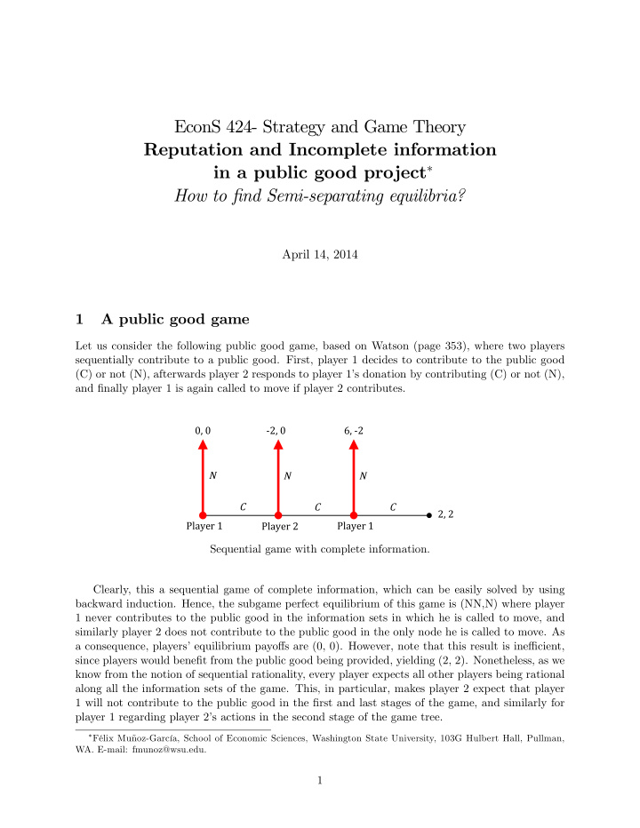 econs 424 strategy and game theory reputation and