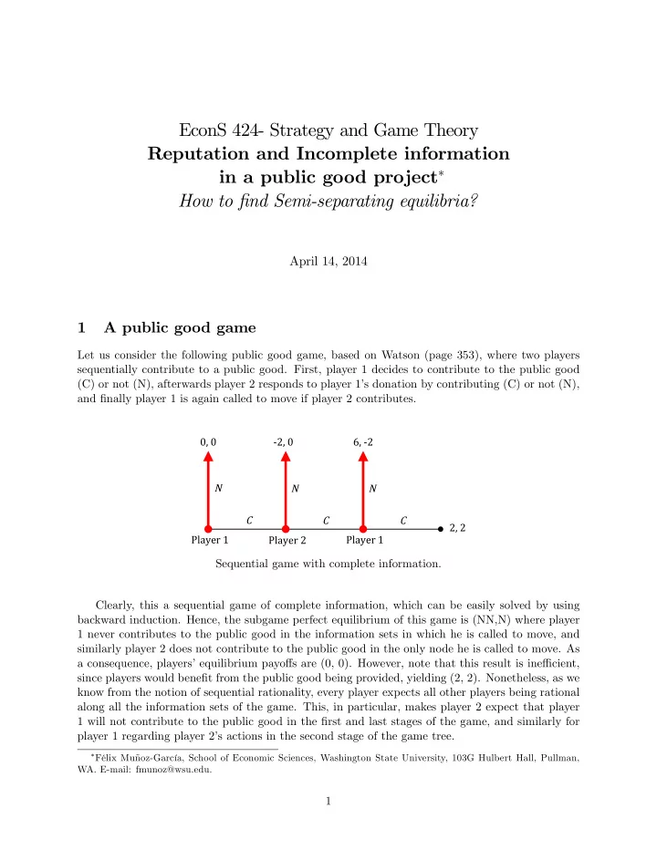 econs 424 strategy and game theory reputation and