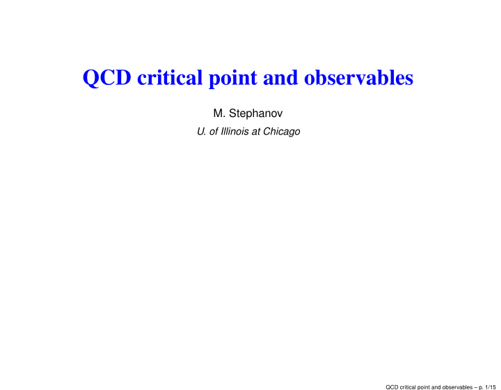 qcd critical point and observables