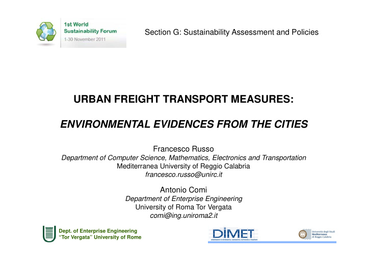 urban freight transport measures urban freight transport