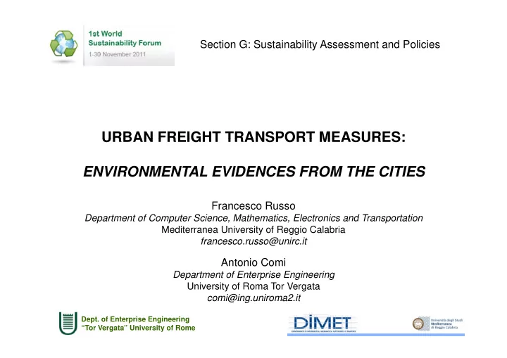 urban freight transport measures urban freight transport
