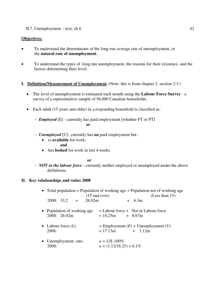 ii 7 unemployment text ch 6 42 objectives to understand