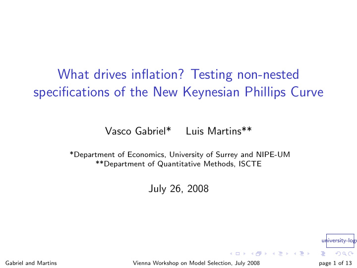what drives inflation testing non nested specifications