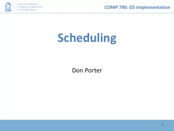 Scheduling  Don Porter  1  COMP 790: OS Implementation  Logical Diagram  Binary  Memory  Threads