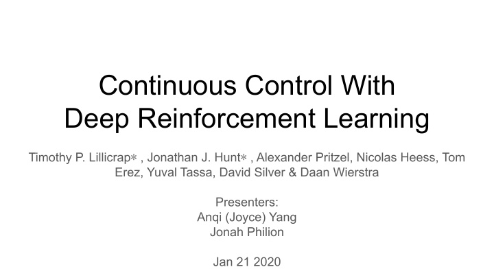 continuous control with deep reinforcement learning