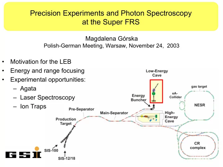 precision experiments and photon spectroscopy at the