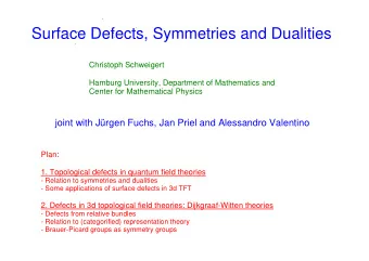 Surface Defects, Symmetries and Dualities  Christoph Schweigert  Hamburg University, Department of