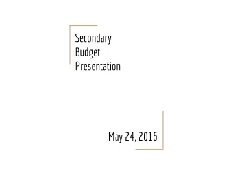 Secondary  Presentation  Budget  2012-2013  May 24, 2016  Includes:  FDR, NAA, BFFA, Truman &amp;