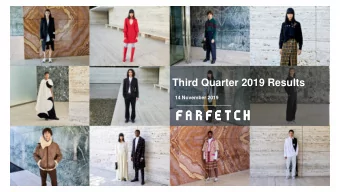 Third Quarter 2019 Results  14 November 2019  1  IMPORTANT NOTICE  This presentation, and the