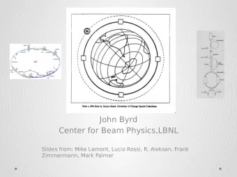 John Byrd  Center for Beam Physics,LBNL  Slides from: Mike Lamont, Lucio Rossi, R. Aleksan, Frank