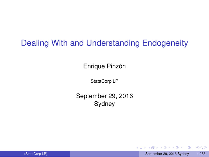 dealing with and understanding endogeneity