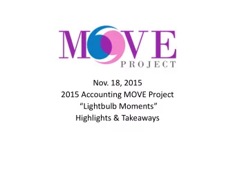 Nov. 18, 2015 2015 Accounting MOVE Project Lightbulb Moments Highlights &amp; Takeaways