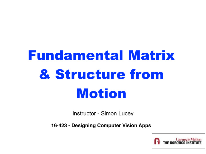fundamental matrix structure from motion