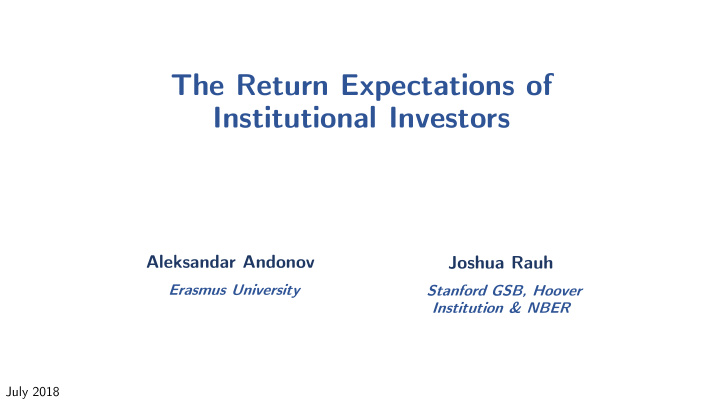 the return expectations of institutional investors