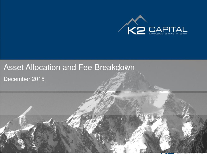 asset allocation and fee breakdown