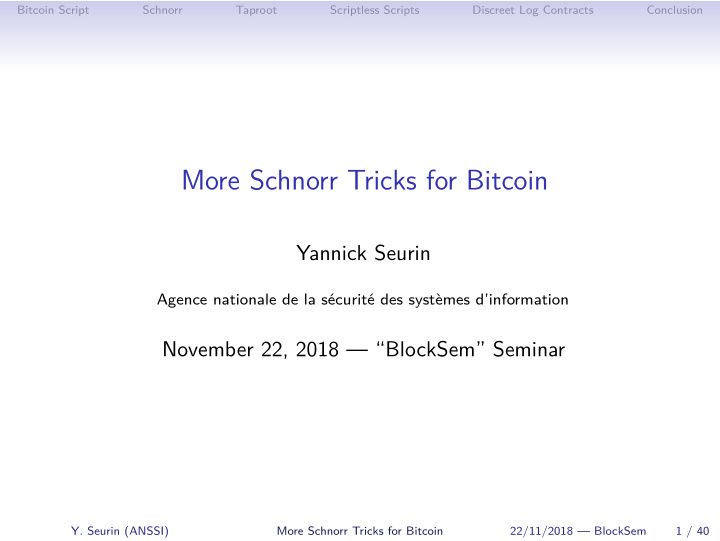 more schnorr tricks for bitcoin