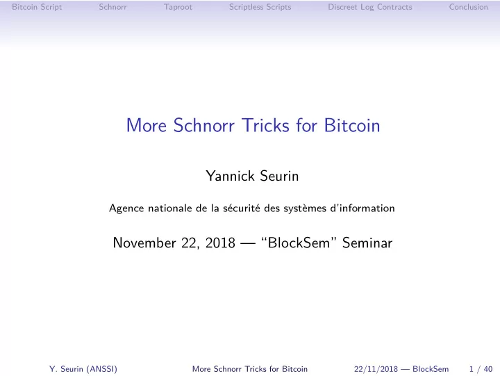 more schnorr tricks for bitcoin