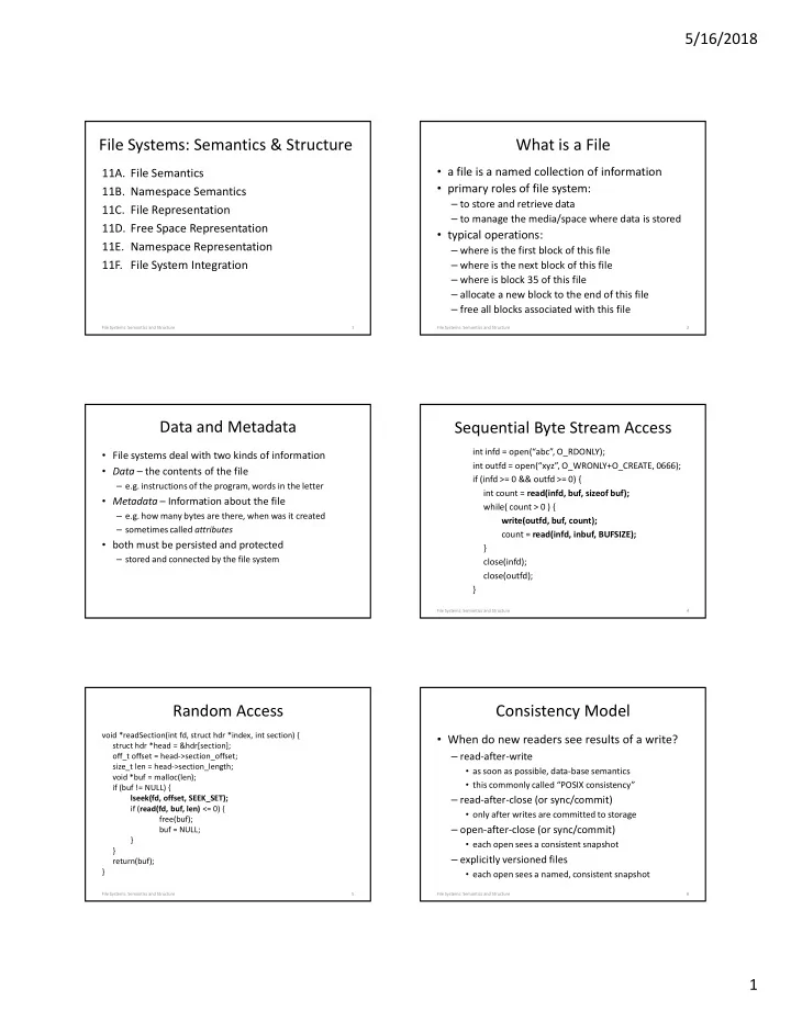 file systems semantics structure what is a file