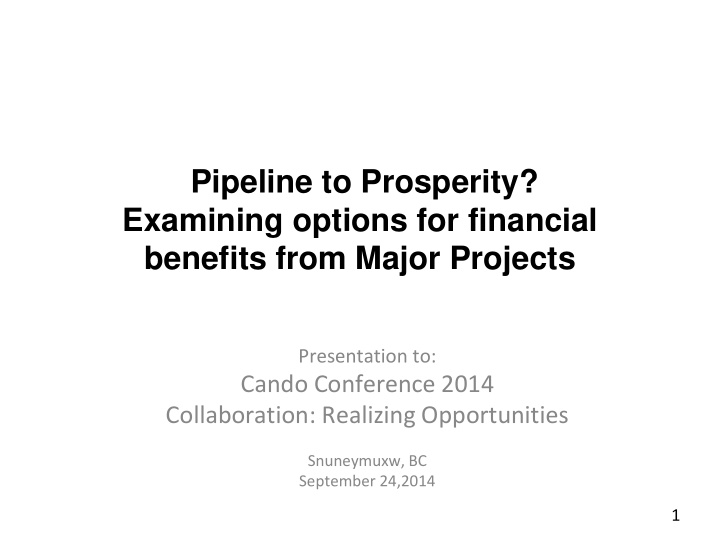 pipeline to prosperity examining options for financial