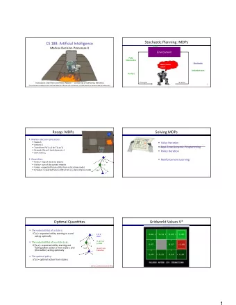 1  Gridworld:  Q*    The  Bellman  Equa)ons    How  to  be  op)mal: