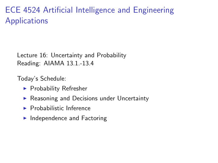 ece 4524 artificial intelligence and engineering