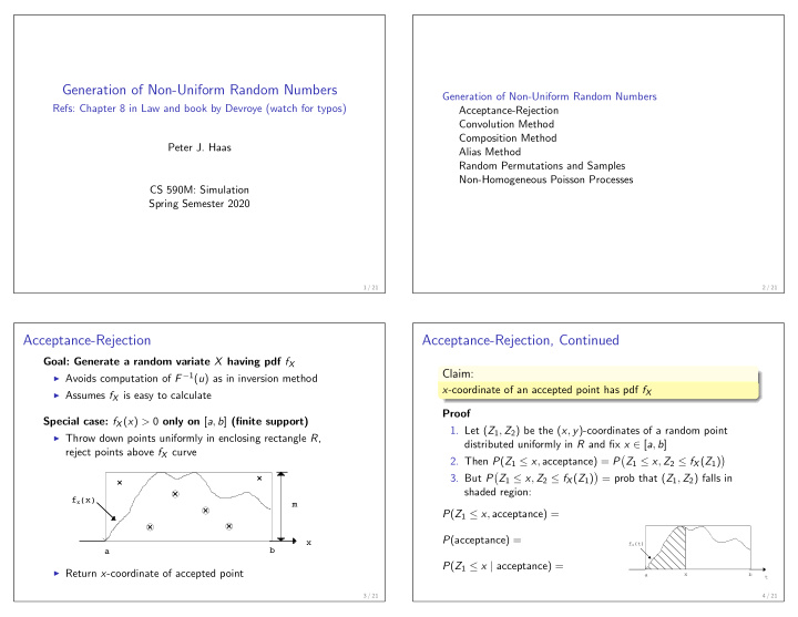 generation of non uniform random numbers