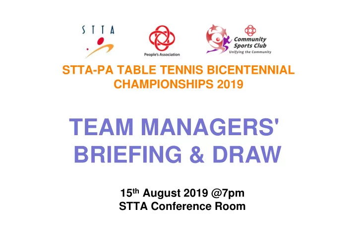 team managers briefing draw