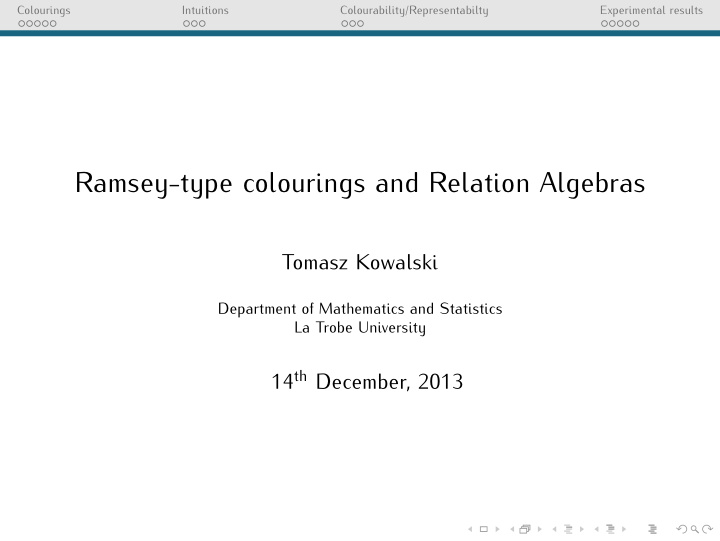 ramsey type colourings and relation algebras