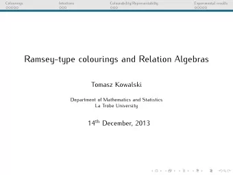 Ramsey-type colourings and Relation Algebras  Tomasz Kowalski  Department of Mathematics and