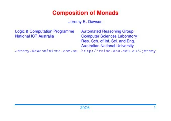 Composition of Monads  Jeremy E. Dawson  Logic &amp; Computation Programme  Automated Reasoning