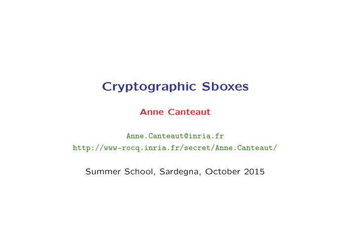 cryptographic sboxes