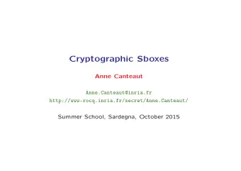 Cryptographic Sboxes  Anne Canteaut  Anne.Canteaut@inria.fr