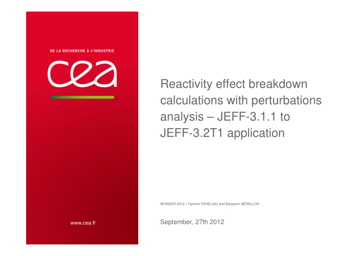 reactivity effect breakdown calculations with