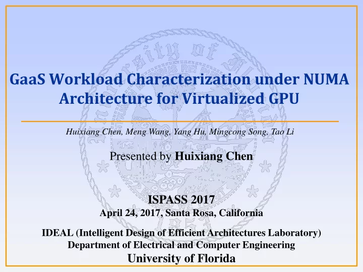 gaas workload characterization under numa architecture
