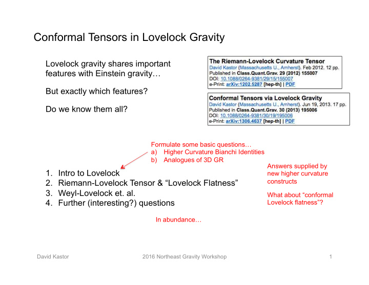 conformal tensors in lovelock gravity