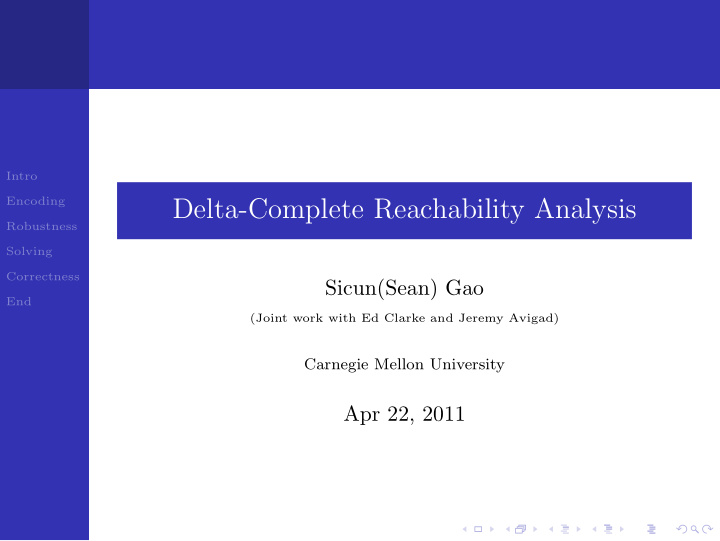 delta complete reachability analysis