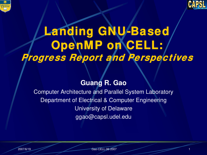 landing gnu based landing gnu based openmp openmp on cell