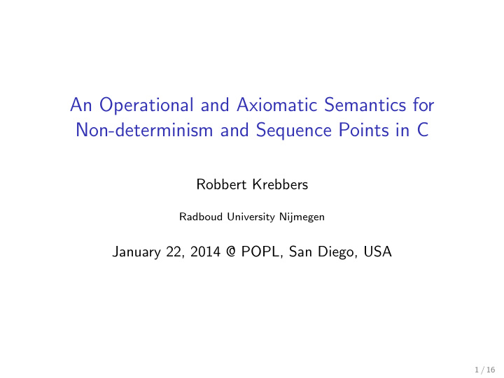 an operational and axiomatic semantics for non